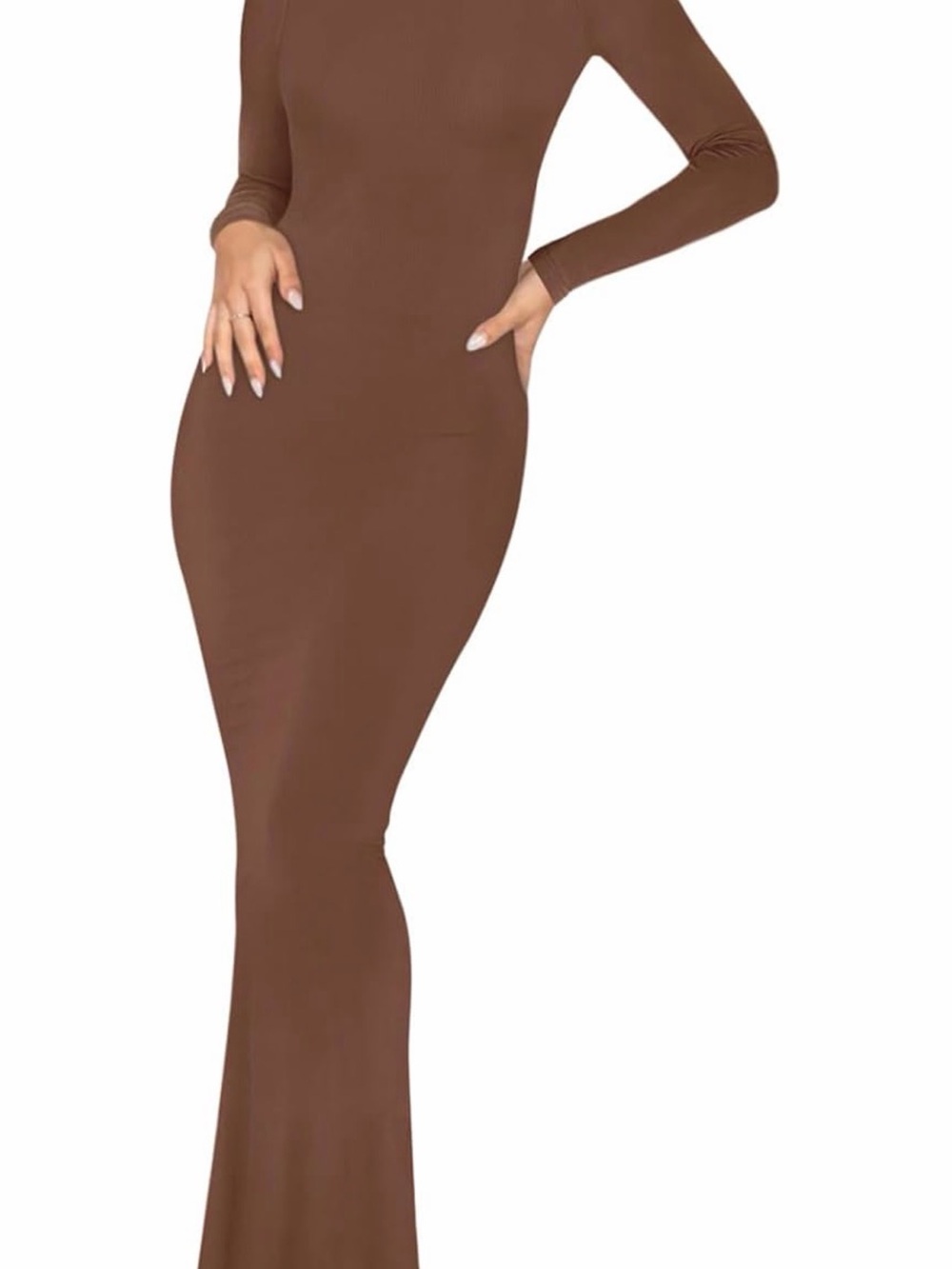 ReoRia Long Sleeve Maxi Dress in Chocolate Brown